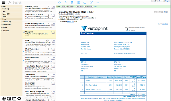 WebMail user
                interface